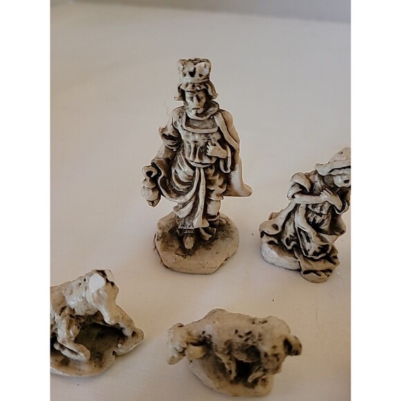 Vintage Chalk ? Nativity Scene, 6 Pieces Miniature 3" To 1" Height - Picture 2 of 16